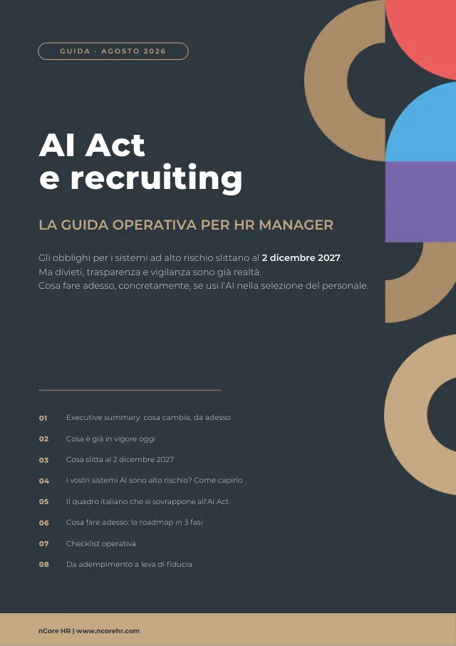 Copertina della guida — AI Act e recruiting: la guida operativa per HR manager